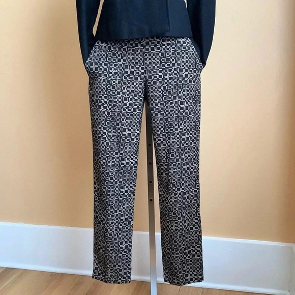 SANDRO Black/Tan Silky Straight Leg Trousers Size 6 - Picture 3 of 11